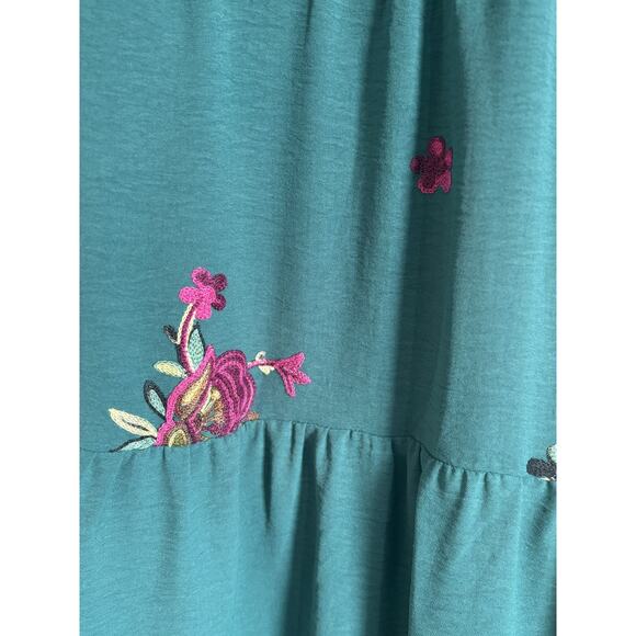 Fig and Flower Embroidered Teal Boho Tiered Midi Dress – Women’s Small – NWT - Picture 7 of 7